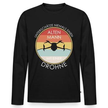 Drohne Quadrocopter Drohnenpilot - Männer Premium Bio Langarmshirt - Schwarz - Vorne - Nico (187cm)