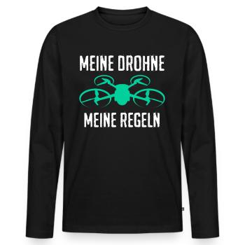 Drohne Quadcopter Regeln Quadrocopter - Männer Premium Bio Langarmshirt - Schwarz - Vorne - Nico (187cm)