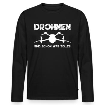 Drohne Quadcopter Spruch Quadrocopter - Männer Premium Bio Langarmshirt - Schwarz - Vorne - Nico (187cm)