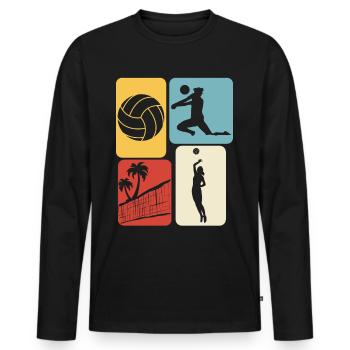 Joueur de volleyball de plage rétro volleyball - T-shirt manches longues Premium bio Homme - noir - Devant - Nico (187cm)