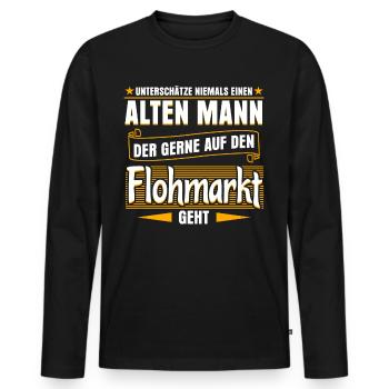 Flohmarkt Händler Trödelmarkt - Männer Premium Bio Langarmshirt - Schwarz - Vorne - Nico (187cm)