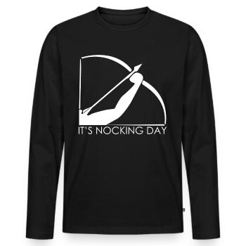 Tir à l’arc 3D Tir à l’arc Tir à l’arc - T-shirt manches longues Premium bio Homme - noir - Devant - Nico (187cm)