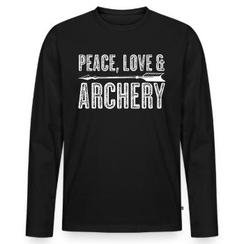 3D Tir à l’arc Flèches Tir à l’arc - T-shirt manches longues Premium bio Homme - noir - Devant - Nico (187cm)