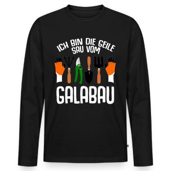 Galabauer Geile Sau vom Galabau - Männer Premium Bio Langarmshirt - Schwarz - Vorne - Nico (187cm)