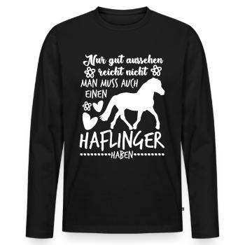 Haflinger Spruch Witz Haflingers - Männer Premium Bio Langarmshirt - Schwarz - Vorne - Nico (187cm)