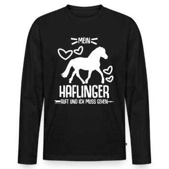Mein Haflinger ruft - Männer Premium Bio Langarmshirt - Schwarz - Vorne - Nico (187cm)