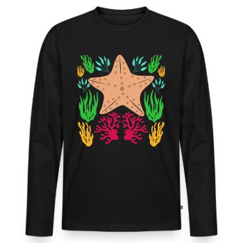 Étoile de mer dans la mer - T-shirt manches longues Premium bio Homme - noir - Devant - Nico (187cm)