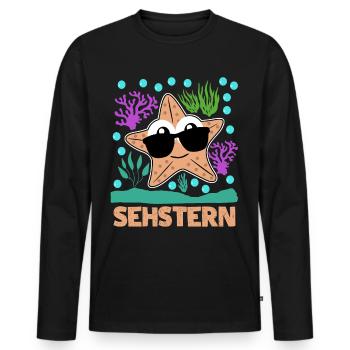 Seestern Sehstern Witz Sonnenbrille - Männer Premium Bio Langarmshirt - Schwarz - Vorne - Nico (187cm)