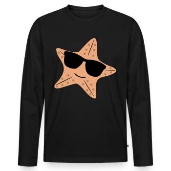 Seestern mit Sonnenbrille Seesterne - Männer Premium Bio Langarmshirt - Schwarz - Vorne - Nico (187cm)