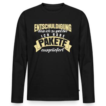 Paketzusteller Spruch Paketbote - Männer Premium Bio Langarmshirt - Schwarz - Vorne - Nico (187cm)