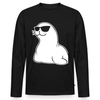 Sceau d’étanchéité avec sceau de lunettes de soleil - T-shirt manches longues Premium bio Homme - noir - Devant - Nico (187cm)