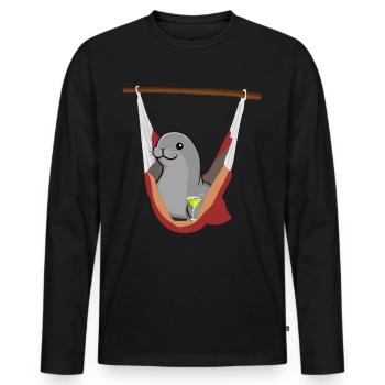 Sceau de phoque dans le sceau de phoque hamac - T-shirt manches longues Premium bio Homme - noir - Devant - Nico (187cm)
