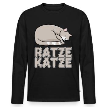 Hauskatze Müde Schlafende Ratze Katze - Männer Premium Bio Langarmshirt - Schwarz - Vorne - Nico (187cm)