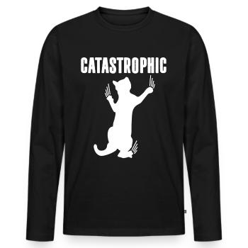 Chat catastrophique - T-shirt manches longues Premium bio Homme - noir - Devant - Nico (187cm)