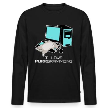 Programmierer Admin Computer Katze - Männer Premium Bio Langarmshirt - Schwarz - Vorne - Nico (187cm)