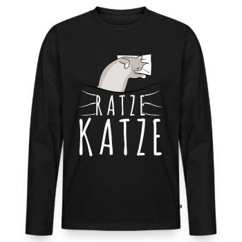 Hauskatze Schlafen Müde Ratze Katze - Männer Premium Bio Langarmshirt - Schwarz - Vorne - Nico (187cm)