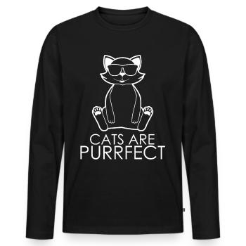 Drôle de blague de chat - T-shirt manches longues Premium bio Homme - noir - Devant - Nico (187cm)