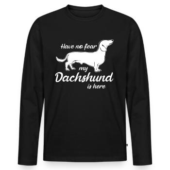 Dachshund drôle de club teckel - T-shirt manches longues Premium bio Homme - noir - Devant - Nico (187cm)