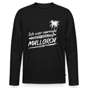 Mallorca Spruch Urlaub Palma - Männer Premium Bio Langarmshirt - Schwarz - Vorne - Nico (187cm)