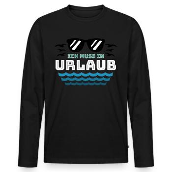 Ich muss in Urlaub - Männer Premium Bio Langarmshirt - Schwarz - Vorne - Nico (187cm)