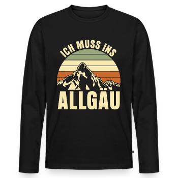 Allgäu Wandern Allgäuer - Männer Premium Bio Langarmshirt - Schwarz - Vorne - Nico (187cm)