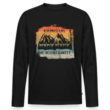 Allgäuer Alpen Allgäu - Männer Premium Bio Langarmshirt - Schwarz - Vorne - Nico (187cm)