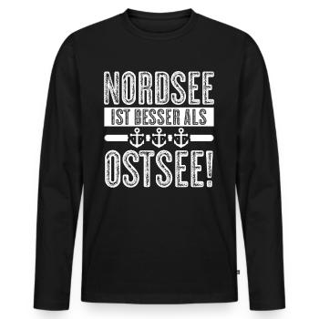 Nordsee ist besser Nordseeküste - Männer Premium Bio Langarmshirt - Schwarz - Vorne - Nico (187cm)