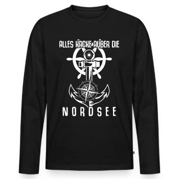Nordsee Anker Nordseeküste - Männer Premium Bio Langarmshirt - Schwarz - Vorne - Nico (187cm)