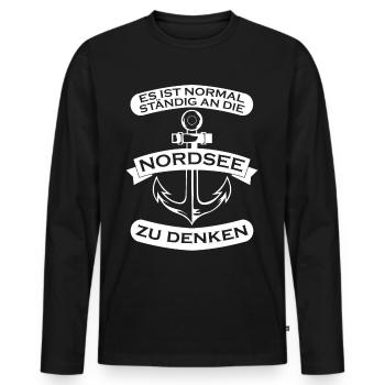 Nordsee Anker Nordseeküste - Männer Premium Bio Langarmshirt - Schwarz - Vorne - Nico (187cm)