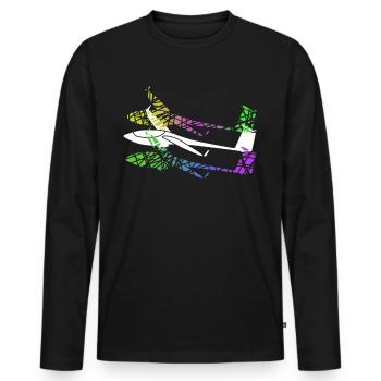 Planeur Planeur Planeur Planeur - T-shirt manches longues Premium bio Homme - noir - Devant - Nico (187cm)