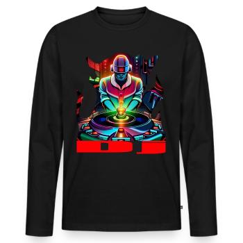 Dj - Männer Premium Bio Langarmshirt - Schwarz - Vorne - Nico (187cm)