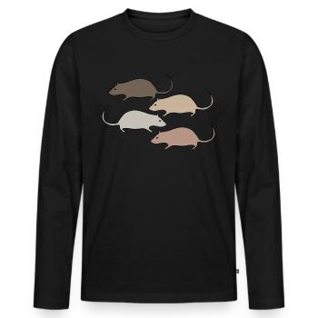 Souris, rat, rats, souris - T-shirt manches longues Premium bio Homme - noir - Devant - Nico (187cm)