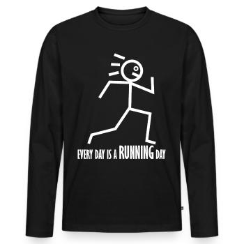 Laufen Sprinten Laufsport - Männer Premium Bio Langarmshirt - Schwarz - Vorne - Nico (187cm)
