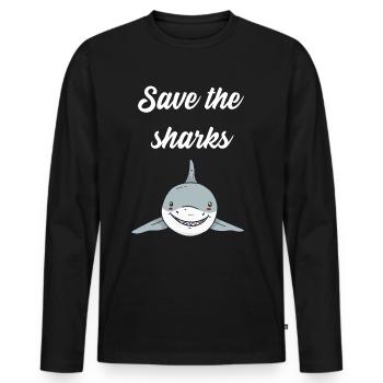 Save the sharks - Männer Premium Bio Langarmshirt - Schwarz - Vorne - Nico (187cm)