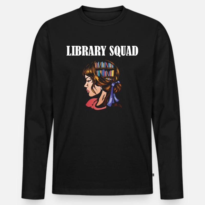 Library Squad - Männer Premium Bio Langarmshirt - Schwarz