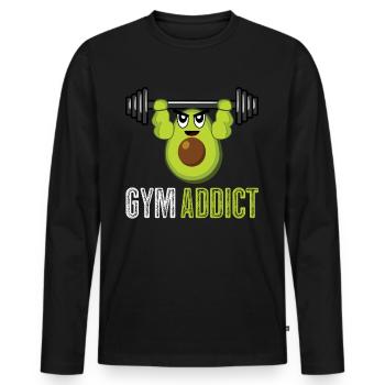 Bodybuilder Gym Fitness Strongman - T-shirt manches longues Premium bio Homme - noir - Devant - Nico (187cm)
