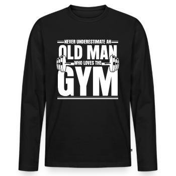 Fitness Strongman Bodybuilder Gym - Männer Premium Bio Langarmshirt - Schwarz - Vorne - Nico (187cm)