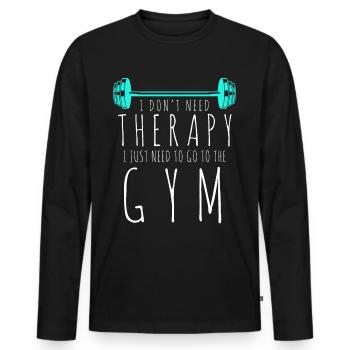 Fitness Sport Gym Entraînement Musculation - T-shirt manches longues Premium bio Homme - noir - Devant - Nico (187cm)