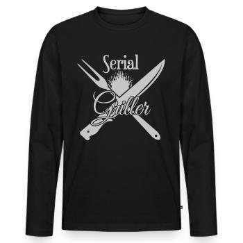 Grillen Barbecue Grill Grillmeister - Männer Premium Bio Langarmshirt - Schwarz - Vorne - Nico (187cm)