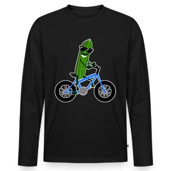 Gurke auf Fahrrad Gurken - Männer Premium Bio Langarmshirt - Schwarz - Vorne - Nico (187cm)