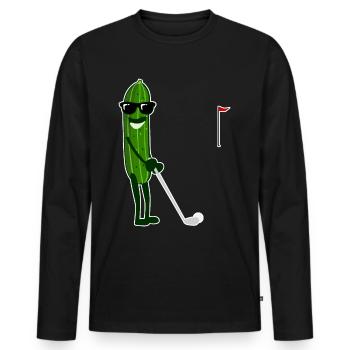 Gurke spielt Golf Gurken - Männer Premium Bio Langarmshirt - Schwarz - Vorne - Nico (187cm)