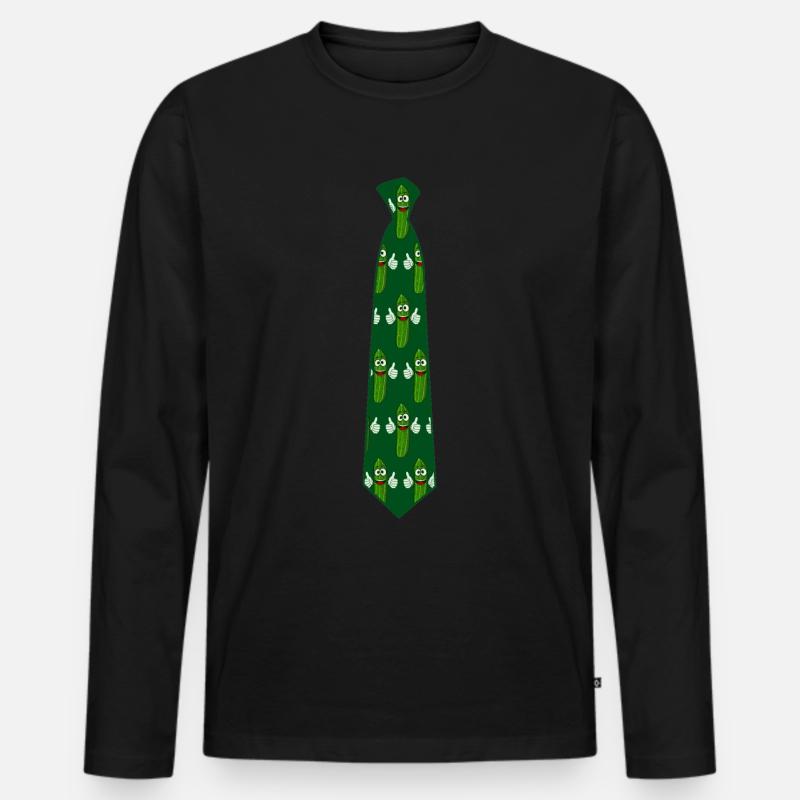 Gurken Krawatte mit Gurke - Männer Premium Bio Langarmshirt - Schwarz