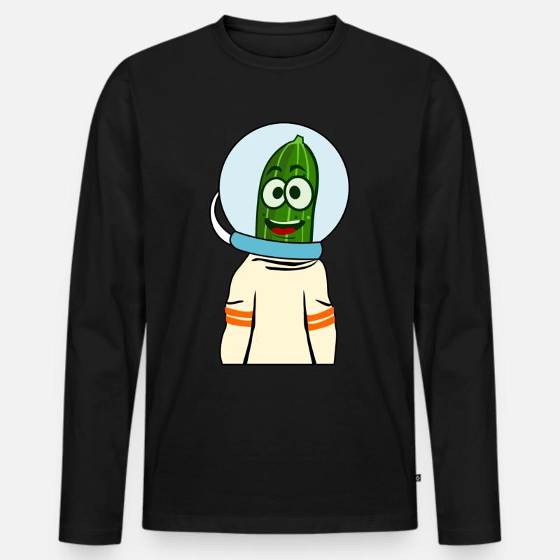Gurke im Weltraum Astronauten Gurken - Männer Premium Bio Langarmshirt - Schwarz