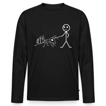 Ant va se promener - T-shirt manches longues Premium bio Homme - noir - Devant - Nico (187cm)