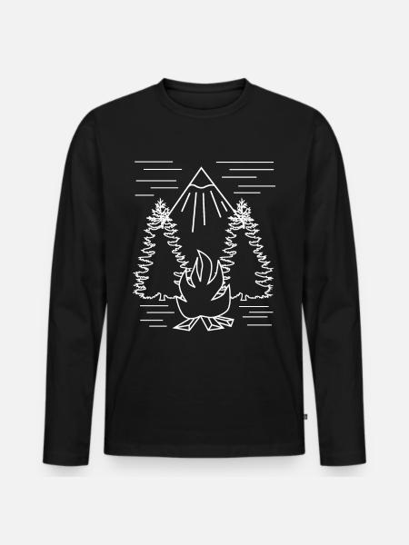 Campfire Outdoor Hiking Camping - Men's Premium Organic Long Sleeve Shirt - black