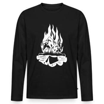 Feu de camp, Plein air, Randonnée pédestre, Camping, Feu - T-shirt manches longues Premium bio Homme - noir - Devant - Nico (187cm)