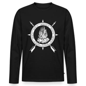 Feu de camp Camping en plein air Randonnée pédestre - T-shirt manches longues Premium bio Homme - noir - Devant - Nico (187cm)