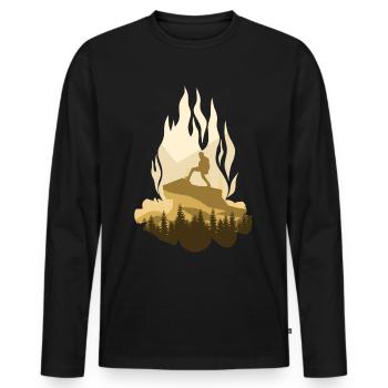 Randonnée en plein air Camping Feu de camp - T-shirt manches longues Premium bio Homme - noir - Devant - Nico (187cm)