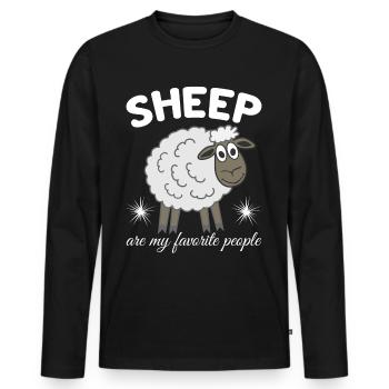 Moutons Moutons Berger Moutons - T-shirt manches longues Premium bio Homme - noir - Devant - Nico (187cm)