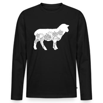 Schaf Blumen Schafe Blüten Schäfchen - Männer Premium Bio Langarmshirt - Schwarz - Vorne - Nico (187cm)